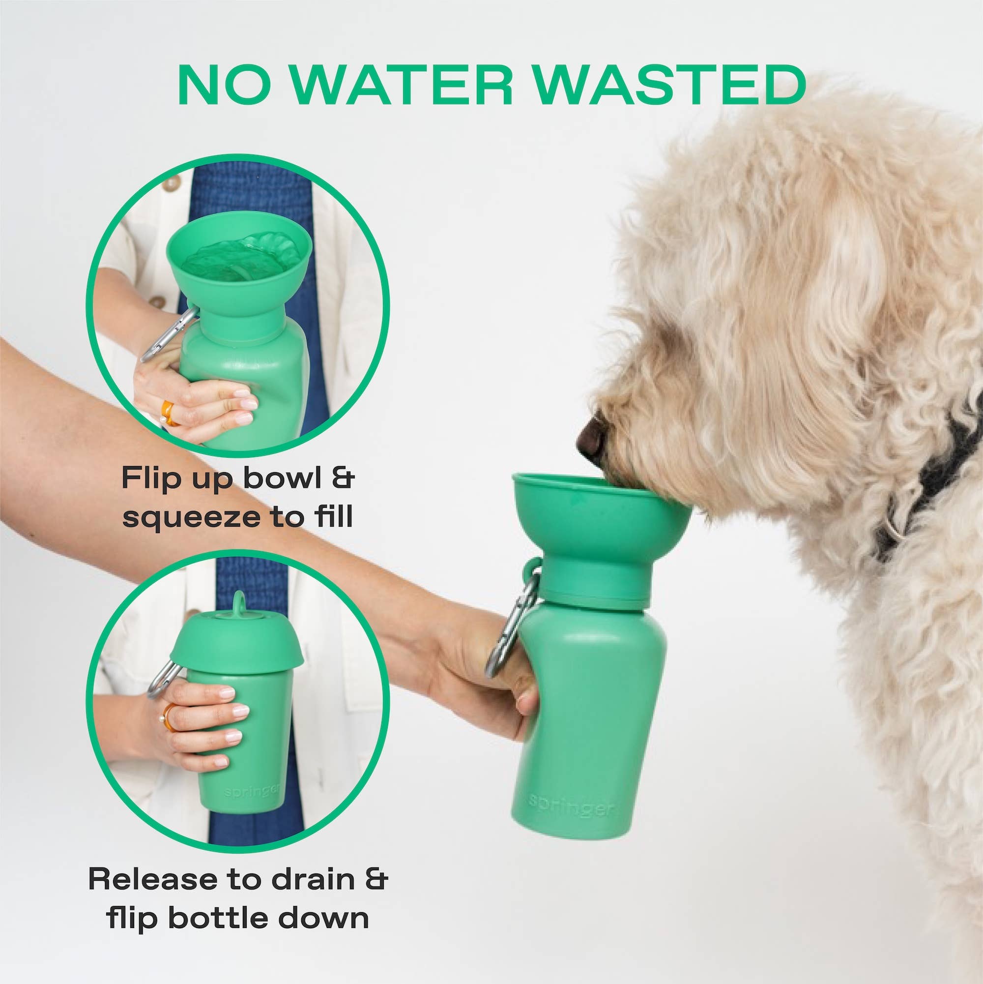 Bouteille d'eau de voyage pour chien 590ml à bouchon flip