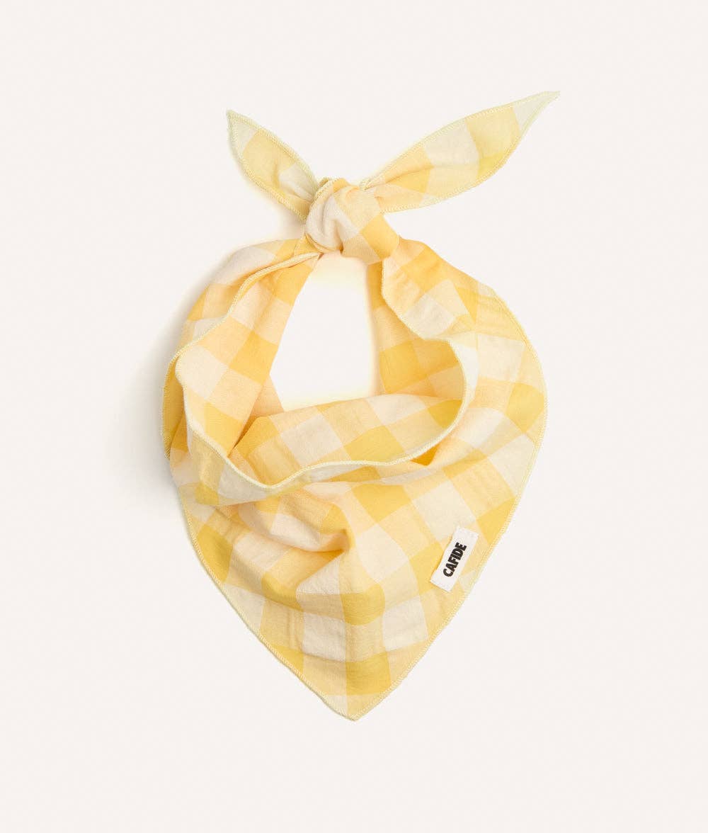 Bandana jaune à carreaux vichy pour chien